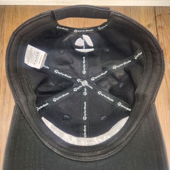 Taylor Made Golf Hat Cap Strap Back Black Logo Sports Mens Brand Advertising PGA - Picture 9 of 11